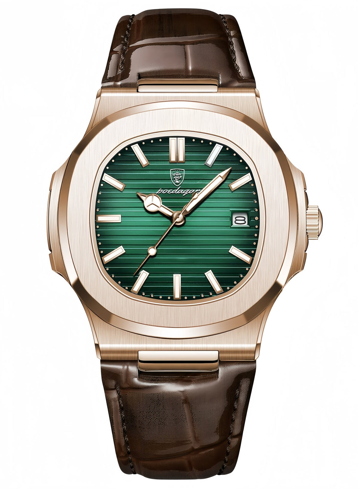 POEDAGAR Ultra Thin Waterproof Men's Watch with Calendar, Mineral Glass, and Unique Octagonal Case Design