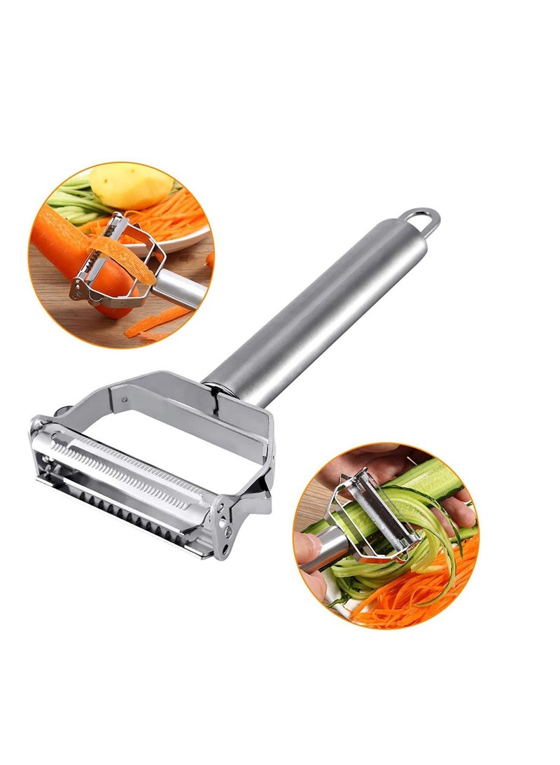 Peeler Stainless Steel Cutter Slicer for Carrot Potato Melon Gadget Vegetable Fruit Steel Peeler Double Sided Blade Multi-functional Vegetable Cutter and Fruit Slicer Dual Blade for Kitchen