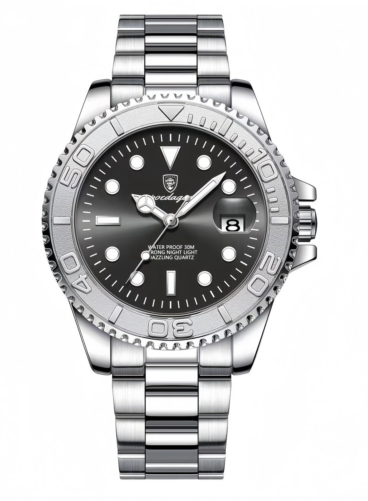POEDAGAR Men's Classic Waterproof Watch with Luminous Display, Date Function & Mineral Glass - Elegant Quartz Wristwatch