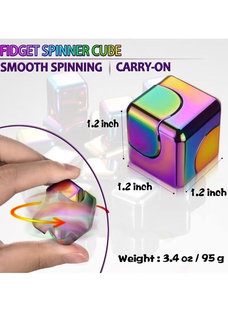 Fidget Spinner Toys Cube, Metal Edc Cool Desk Gadgets Office Toys, Small Anxiety Figette Sensory Toy, Fingears Figet Stress Gift for Kids and Adults