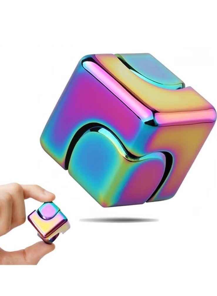 Fidget Spinner Toys Cube, Metal Edc Cool Desk Gadgets Office Toys, Small Anxiety Figette Sensory Toy, Fingears Figet Stress Gift for Kids and Adults