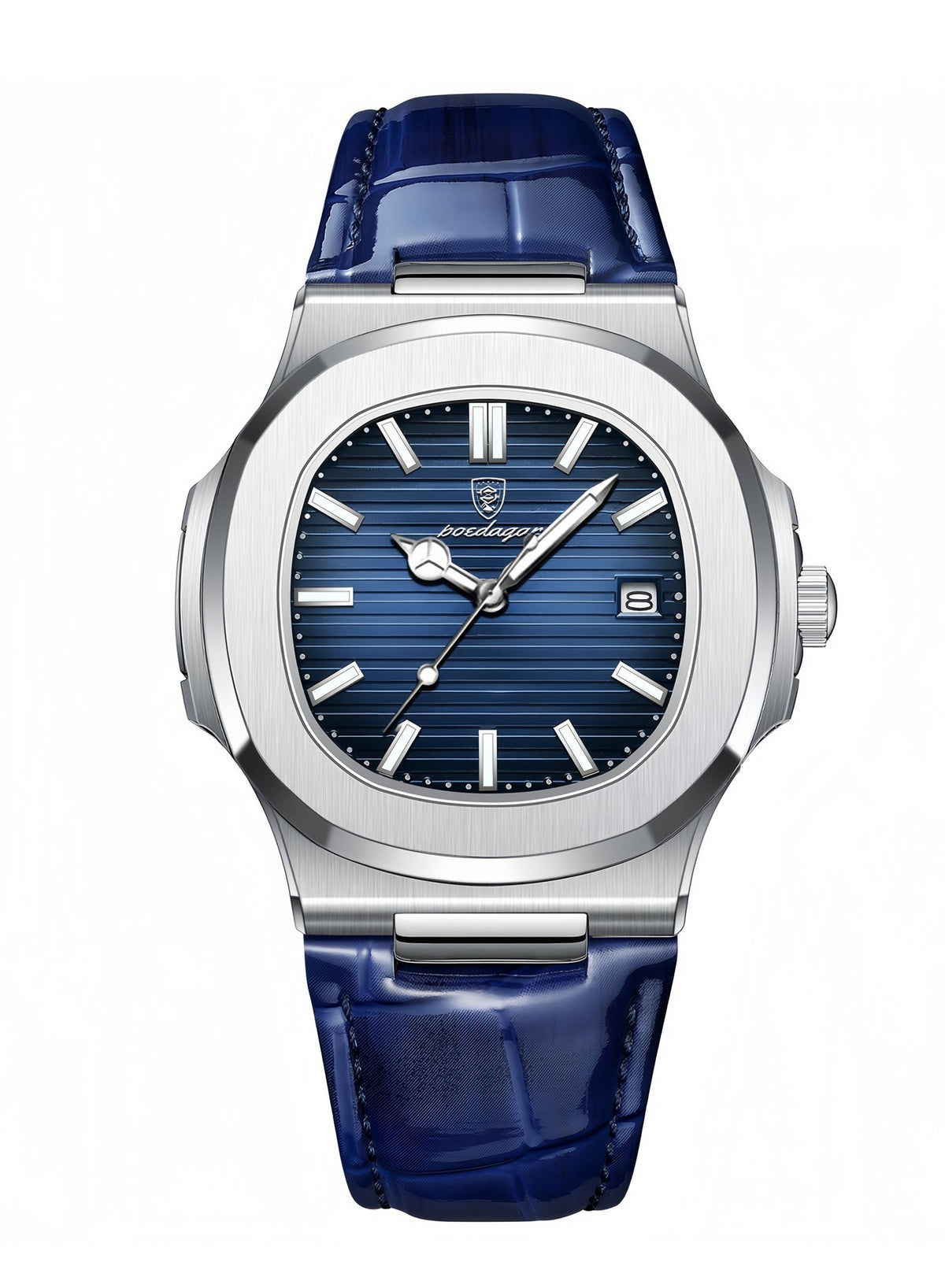 POEDAGAR Ultra Thin Waterproof Men's Watch with Calendar, Mineral Glass, and Unique Octagonal Case Design